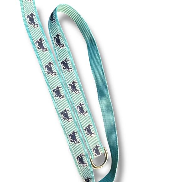 LL Bean Crab Ribbon Belt Sz Medium Large Aqua Blue Turquoise Blue D Ring 43" - Picture 8 of 12